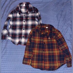 Plaid Kids Shirts - Black and Orange